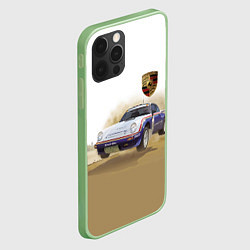 Чехол для iPhone 12 Pro Max Porsche - гонки в пустыне, цвет: 3D-салатовый — фото 2