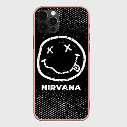 Чехол для iPhone 12 Pro Max Nirvana с потертостями на темном фоне, цвет: 3D-светло-розовый