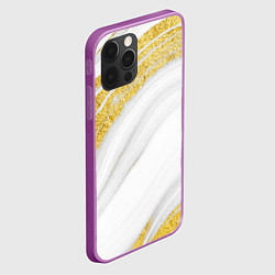 Чехол для iPhone 12 Pro Max Белый с золотом мрамор, цвет: 3D-сиреневый — фото 2