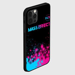 Чехол для iPhone 12 Pro Max Mass Effect - neon gradient: символ сверху, цвет: 3D-черный — фото 2