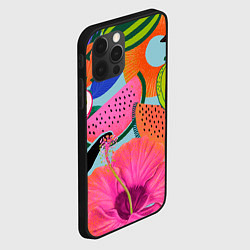 Чехол для iPhone 12 Pro Max Цветочный, фруктовый, тропический паттерн, цвет: 3D-черный — фото 2