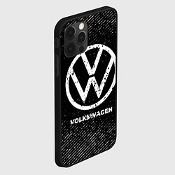 Чехол для iPhone 12 Pro Max Volkswagen с потертостями на темном фоне, цвет: 3D-черный — фото 2