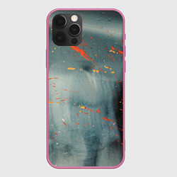 Чехол для iPhone 12 Pro Max Абстрактное множество костюмов в тумане и краски, цвет: 3D-малиновый