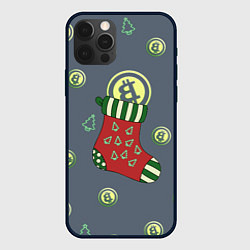 Чехол для iPhone 12 Pro Max Christmas funny bitcoin, цвет: 3D-черный