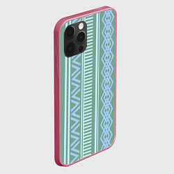 Чехол для iPhone 12 Pro Max Зелёные и синие абстрактные узоры, цвет: 3D-малиновый — фото 2