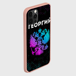 Чехол для iPhone 12 Pro Max Георгий и неоновый герб России, цвет: 3D-светло-розовый — фото 2