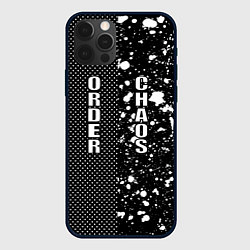 Чехол для iPhone 12 Pro Max Порядок и хаос на гранжевом фоне из точек и клякс, цвет: 3D-черный