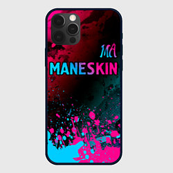 Чехол для iPhone 12 Pro Max Maneskin - neon gradient: символ сверху, цвет: 3D-черный