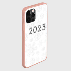 Чехол для iPhone 12 Pro Max Новогодние снежинки 2023, цвет: 3D-светло-розовый — фото 2