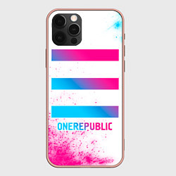 Чехол для iPhone 12 Pro Max OneRepublic neon gradient style, цвет: 3D-светло-розовый