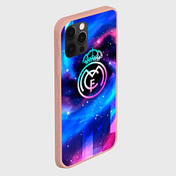 Чехол для iPhone 12 Pro Max Real Madrid неоновый космос, цвет: 3D-светло-розовый — фото 2