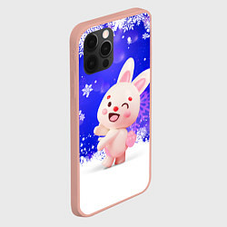 Чехол для iPhone 12 Pro Max Заяц и снежинки, цвет: 3D-светло-розовый — фото 2