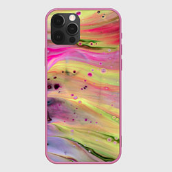 Чехол для iPhone 12 Pro Max Растекающиеся краски, цвет: 3D-малиновый