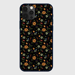 Чехол для iPhone 12 Pro Max Уютные растения на чёрном фоне, цвет: 3D-черный