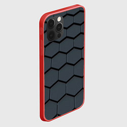 Чехол для iPhone 12 Pro Max Металлическая серая броня, цвет: 3D-красный — фото 2