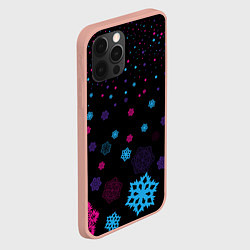 Чехол для iPhone 12 Pro Max Цветные снежинки, цвет: 3D-светло-розовый — фото 2