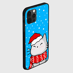 Чехол для iPhone 12 Pro Max Снегопад - котик в шапочке, цвет: 3D-черный — фото 2