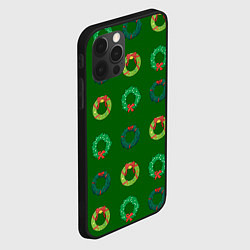 Чехол для iPhone 12 Pro Max Зеленые рождественские венки омелы, цвет: 3D-черный — фото 2