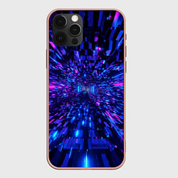 Чехол для iPhone 12 Pro Max Киберпанк синий неоновый тоннель, цвет: 3D-светло-розовый