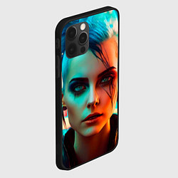 Чехол для iPhone 12 Pro Max Нейросеть - девушка в стиле киберпанк, цвет: 3D-черный — фото 2