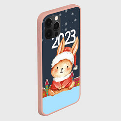 Чехол для iPhone 12 Pro Max Зайчик в новогоднем костюме, цвет: 3D-светло-розовый — фото 2