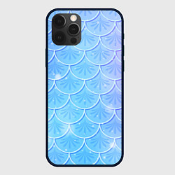 Чехол для iPhone 12 Pro Max Голубая чешуя русалки - паттерн, цвет: 3D-черный