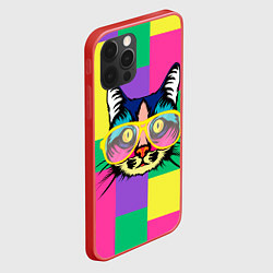 Чехол для iPhone 12 Pro Max Кот в стиле поп-арт, цвет: 3D-красный — фото 2