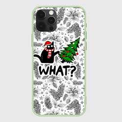 Чехол для iPhone 12 Pro Max What-котик: новогодний, цвет: 3D-салатовый