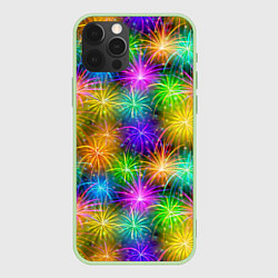 Чехол для iPhone 12 Pro Max Салют разноцветный, цвет: 3D-салатовый