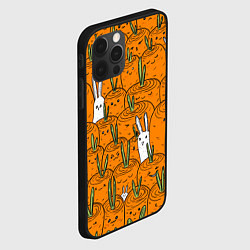 Чехол для iPhone 12 Pro Max Милые кролики в морковном поле, цвет: 3D-черный — фото 2