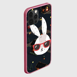 Чехол для iPhone 12 Pro Max Зайчик в очках новый год, цвет: 3D-малиновый — фото 2
