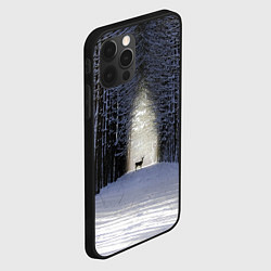 Чехол для iPhone 12 Pro Max Олень в зимнем лесу, цвет: 3D-черный — фото 2