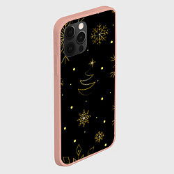 Чехол для iPhone 12 Pro Max Золотые снежинки на темном фоне, цвет: 3D-светло-розовый — фото 2