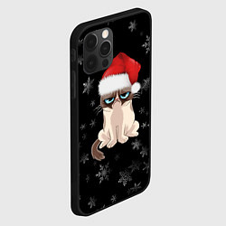 Чехол для iPhone 12 Pro Max Грустный кот новый год, цвет: 3D-черный — фото 2