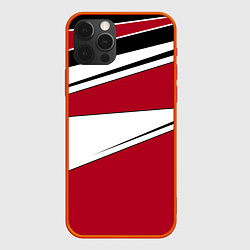Чехол для iPhone 12 Pro Max Красно черная геометрия на белом, цвет: 3D-красный