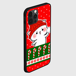 Чехол для iPhone 12 Pro Max Белый котик - играет в снежки, цвет: 3D-черный — фото 2
