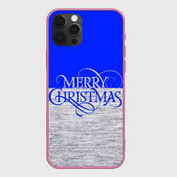 Чехол для iPhone 12 Pro Max Merry Christmas синий, цвет: 3D-малиновый