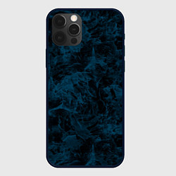 Чехол для iPhone 12 Pro Max Синий и черный мраморный узор, цвет: 3D-черный