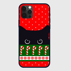 Чехол для iPhone 12 Pro Max Котик: новогодний свитер, цвет: 3D-черный