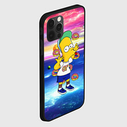 Чехол для iPhone 12 Pro Max Барт Симпсон с пончиками в космическом пространств, цвет: 3D-черный — фото 2