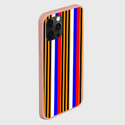 Чехол для iPhone 12 Pro Max Полосы триколор георгиевская лента, цвет: 3D-светло-розовый — фото 2