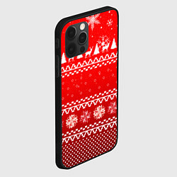 Чехол для iPhone 12 Pro Max Узор с оленями и ёлками, цвет: 3D-черный — фото 2