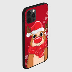 Чехол для iPhone 12 Pro Max Новогодний олень и снежинки, цвет: 3D-черный — фото 2