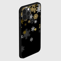 Чехол для iPhone 12 Pro Max Золотые и белые снежинки, цвет: 3D-черный — фото 2