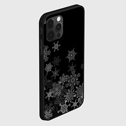 Чехол для iPhone 12 Pro Max Красивые белые снежинки, цвет: 3D-черный — фото 2