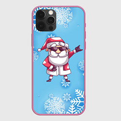 Чехол для iPhone 12 Pro Max Крутой Дед Мороз - снежинки, цвет: 3D-малиновый
