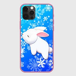 Чехол для iPhone 12 Pro Max Милый кролик в снежинках, цвет: 3D-малиновый