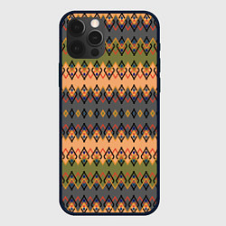 Чехол для iPhone 12 Pro Max Желто-оливковый полосатый орнамент, цвет: 3D-черный