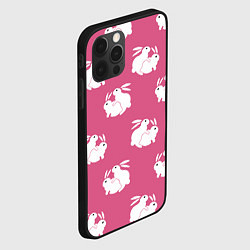 Чехол для iPhone 12 Pro Max Сексуальные кролики на розовом, цвет: 3D-черный — фото 2