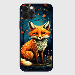 Чехол для iPhone 12 Pro Max Лиса в Folk Art стиле, цвет: 3D-черный